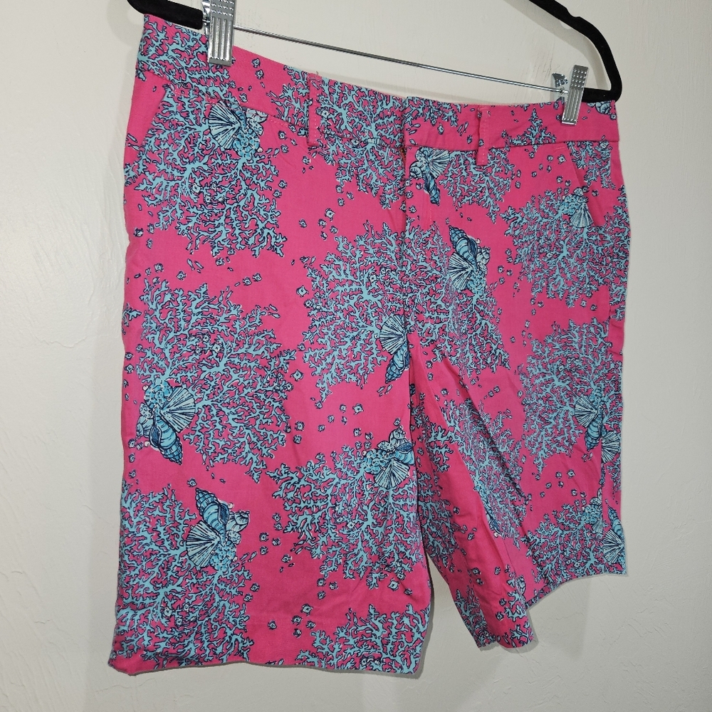 Lilly Pulitzer Bermuda Avenue Shorts Women's Size 8 Beachy Coral Reef Seashells - Picture 4 of 16